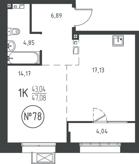 47,1 м², 1-комнатная квартира 8 356 700 ₽ - изображение 20