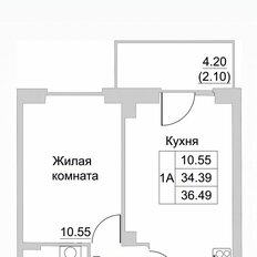 Квартира 36,5 м², 1-комнатная - изображение 2