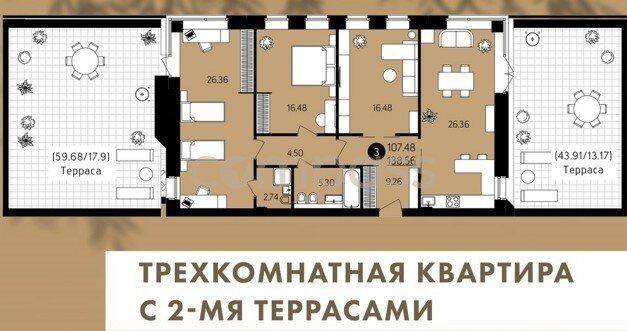 107,5 м², 3-комнатная квартира 14 250 000 ₽ - изображение 1