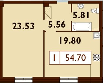 Квартира 54,7 м², 1-комнатная - изображение 1