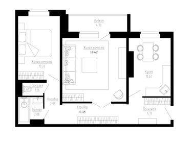 Квартира 63 м², 2-комнатная - изображение 1