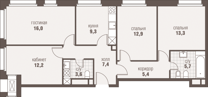 85,8 м², 4-комнатная квартира 25 909 070 ₽ - изображение 1