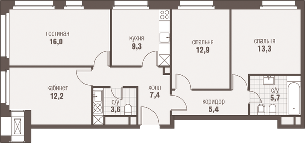 93,5 м², 4-комнатная квартира 26 500 000 ₽ - изображение 73