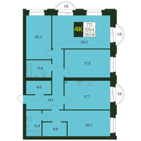 164,1 м², 4-комнатная квартира 17 230 500 ₽ - изображение 14