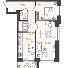 Квартира 51,5 м², 2-комнатная - изображение 5