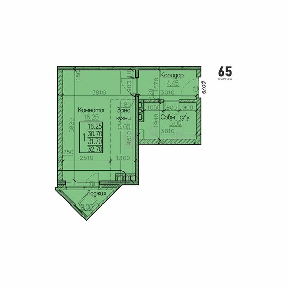31,7 м², 1-комнатная квартира 5 072 000 ₽ - изображение 1