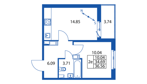 36,4 м², 1-комнатная квартира 5 596 888 ₽ - изображение 88