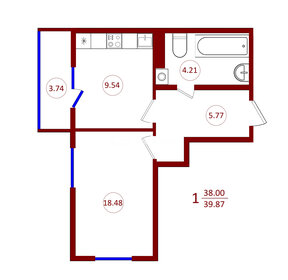 39,9 м², 1-комнатная квартира 3 947 130 ₽ - изображение 40
