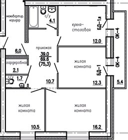 Квартира 75,7 м², 3-комнатная - изображение 1