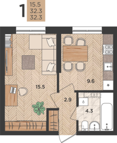 29,7 м², 1-комнатная квартира 4 300 000 ₽ - изображение 61