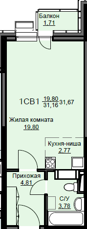 31,7 м², квартира-студия 5 067 200 ₽ - изображение 30