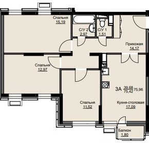 Квартира 76 м², 3-комнатная - изображение 1