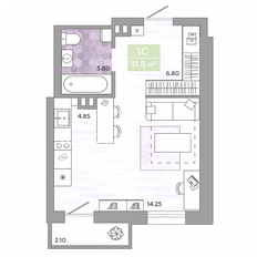 Квартира 31,8 м², студия - изображение 5