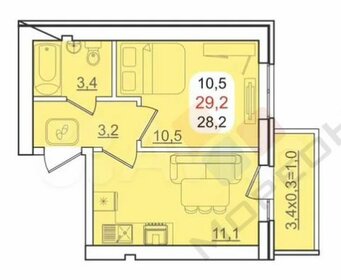 27,8 м², 1-комнатная квартира 3 300 000 ₽ - изображение 65