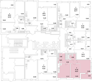 Квартира 63,6 м², 2-комнатная - изображение 2