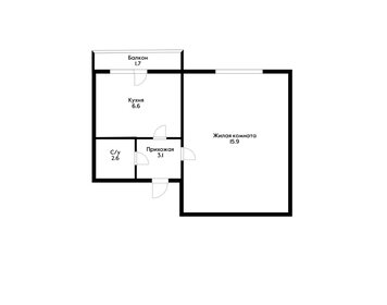 Квартира 30 м², 1-комнатная - изображение 1