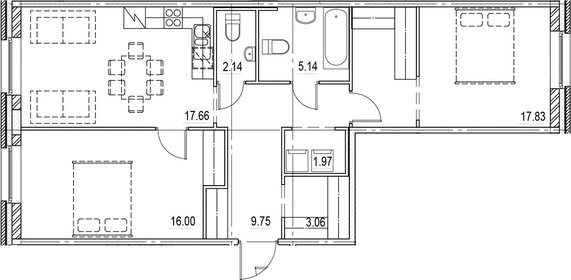 Квартира 73,6 м², 2-комнатная - изображение 1