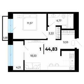 Квартира 44,8 м², 1-комнатная - изображение 1