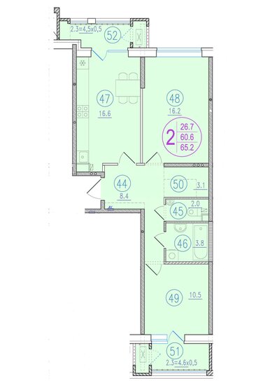 65,2 м², 2-комнатная квартира 10 562 400 ₽ - изображение 1
