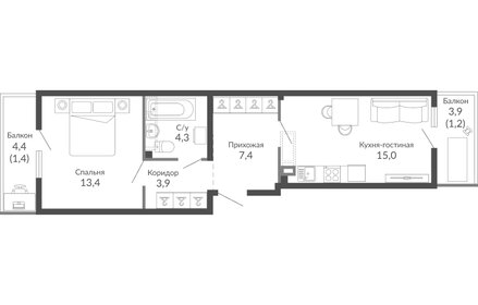 43,2 м², 1-комнатная квартира 10 300 000 ₽ - изображение 31