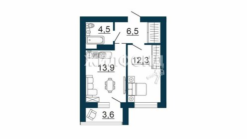 Квартира 40,8 м², 1-комнатная - изображение 1