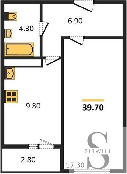 39,7 м², 1-комнатная квартира 4 202 000 ₽ - изображение 1