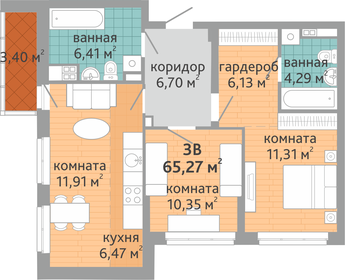 63 м², 3-комнатная квартира 7 050 000 ₽ - изображение 26