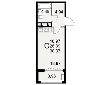 30 м², 1-комнатная квартира 3 500 000 ₽ - изображение 70