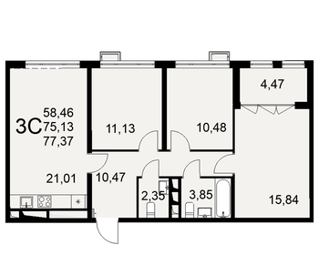 79 м², 3-комнатная квартира 9 300 000 ₽ - изображение 50