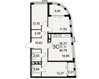 79 м², 3-комнатная квартира 9 300 000 ₽ - изображение 40