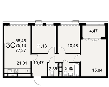 79 м², 3-комнатная квартира 9 300 000 ₽ - изображение 49