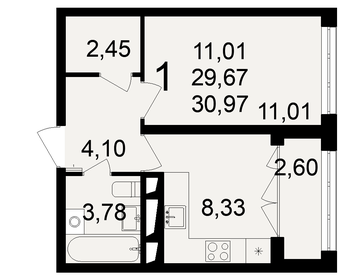 27,5 м², 1-комнатная квартира 3 400 000 ₽ - изображение 53