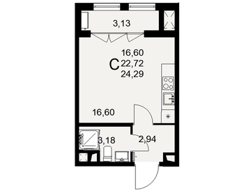 25,1 м², квартира-студия 4 017 600 ₽ - изображение 16