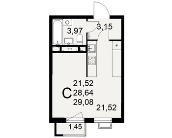 29,1 м², квартира-студия 4 652 800 ₽ - изображение 8