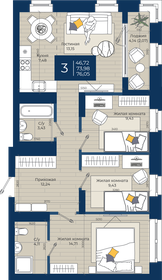 76,1 м², 3-комнатная квартира 24 640 200 ₽ - изображение 69