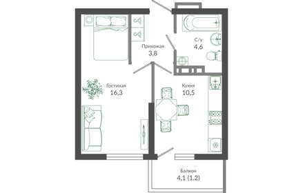 36,4 м², 1-комнатная квартира 15 288 000 ₽ - изображение 99