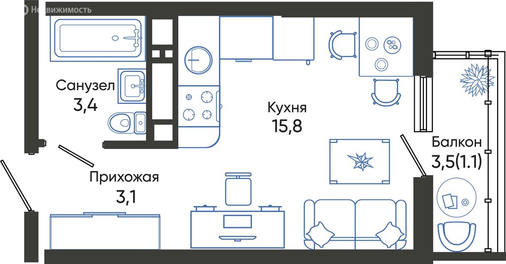 Варианты планировок ЖК «Облака» - планировка 8