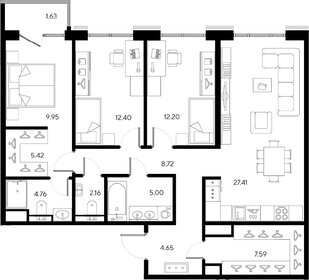 Квартира 101,9 м², 3-комнатная - изображение 1