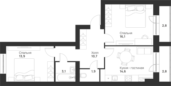 74,1 м², 3-комнатная квартира 6 300 000 ₽ - изображение 75