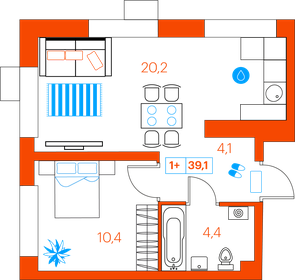 45 м², 1-комнатная квартира 5 100 000 ₽ - изображение 103