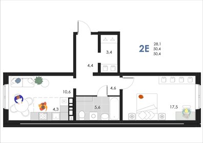 52,1 м², 2-комнатная квартира 5 154 774 ₽ - изображение 28