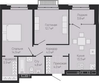 Квартира 59,5 м², 2-комнатная - изображение 1