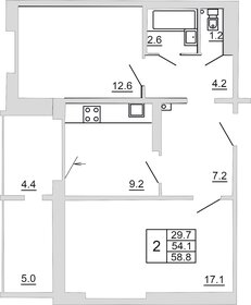 Квартира 58,8 м², 2-комнатная - изображение 1