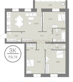 Квартира 119,8 м², 3-комнатная - изображение 1