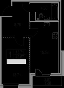 Квартира 42,7 м², 1-комнатная - изображение 1