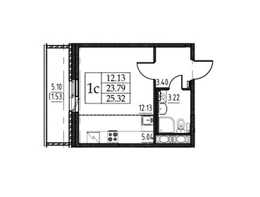 Квартира 25,3 м², студия - изображение 1