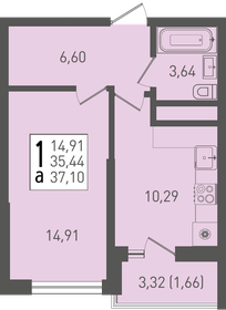 37,1 м², 1-комнатная квартира 4 674 600 ₽ - изображение 49