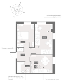 Квартира 43,2 м², 2-комнатные - изображение 1