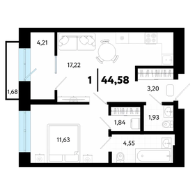 Квартира 44,6 м², 1-комнатная - изображение 1