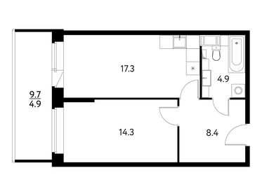 Квартира 49,8 м², 1-комнатная - изображение 1